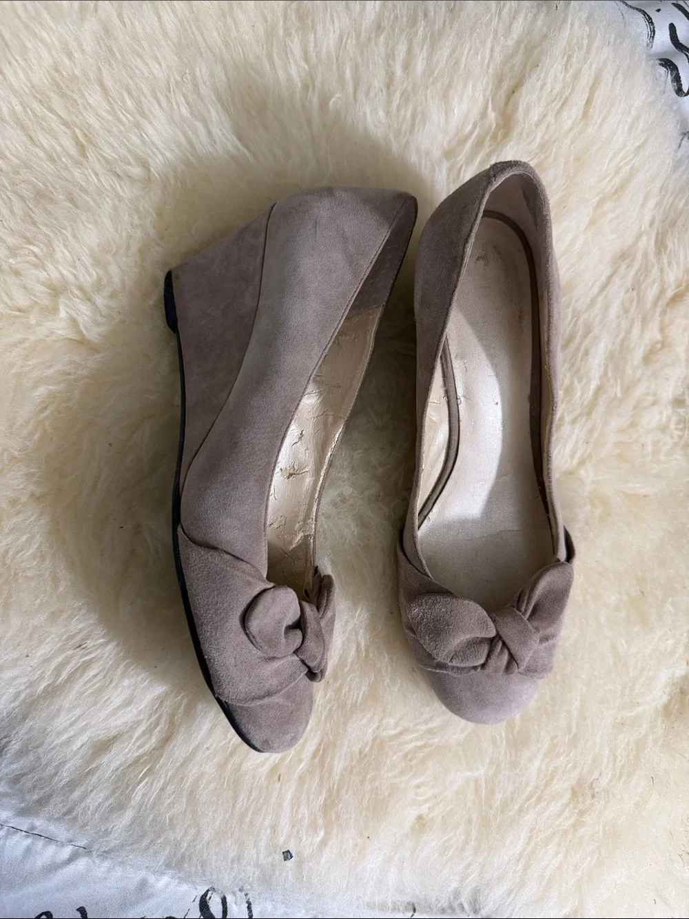 Nine West Taupe Knot-Accent Suede Heels